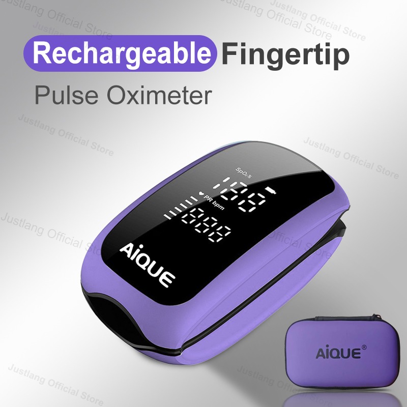 Pulse Oximeter Fingertip Rechargeable - AiQUE Lila wiederaufladbares Oximeter, medizinisches Lanyard,