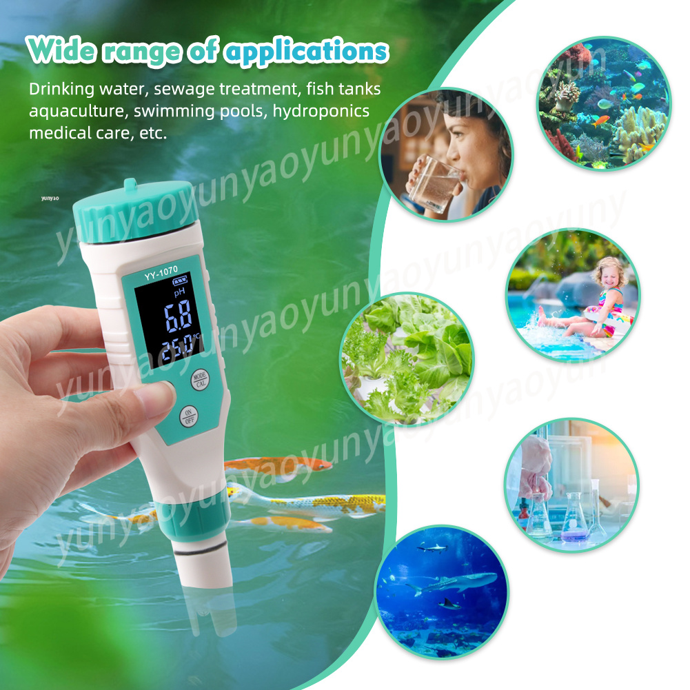 Ph Meter Digital Water Tester - 7-in-1 Digitaler Wasserqualitätstester PH ORP EC