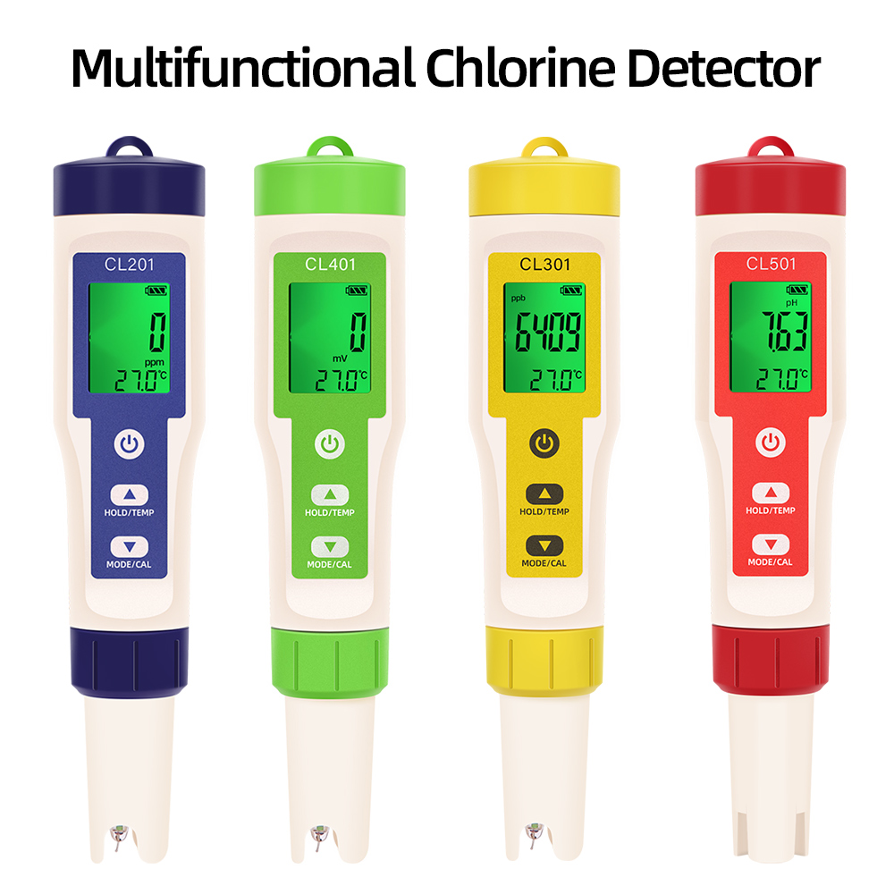 Ph Meter Digital Water Tester - PH/CL2/H2/ORP/Temperaturmessgerät, Chlordetektor, digitaler Wasserqualitätstester für Pools,