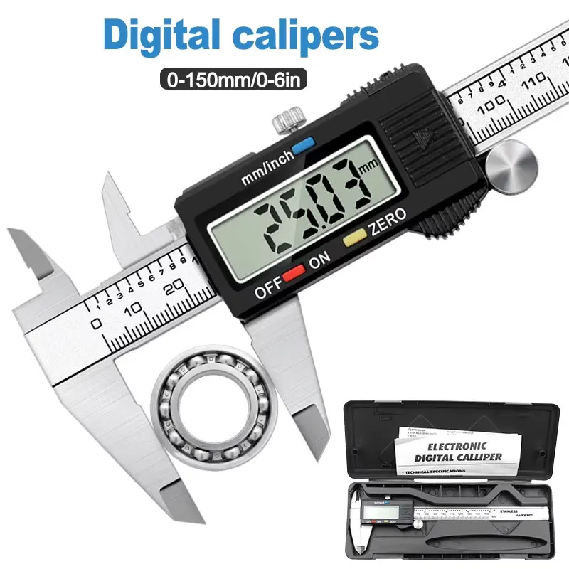 Digital Caliper 150Mm Stainless Steel - Hochpräziser digitaler Messschieber – Dickenmessgerät mit