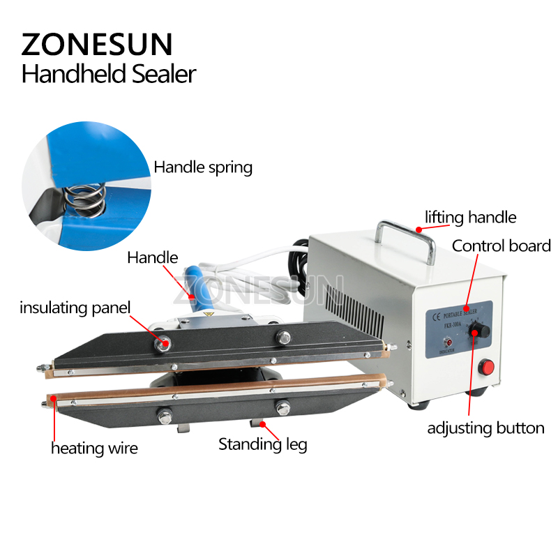 Plastic Bag Impulse Heat Sealer - ZONESUN 400 mm Direktwärme-Zange, tragbare Impulssiegelmaschine