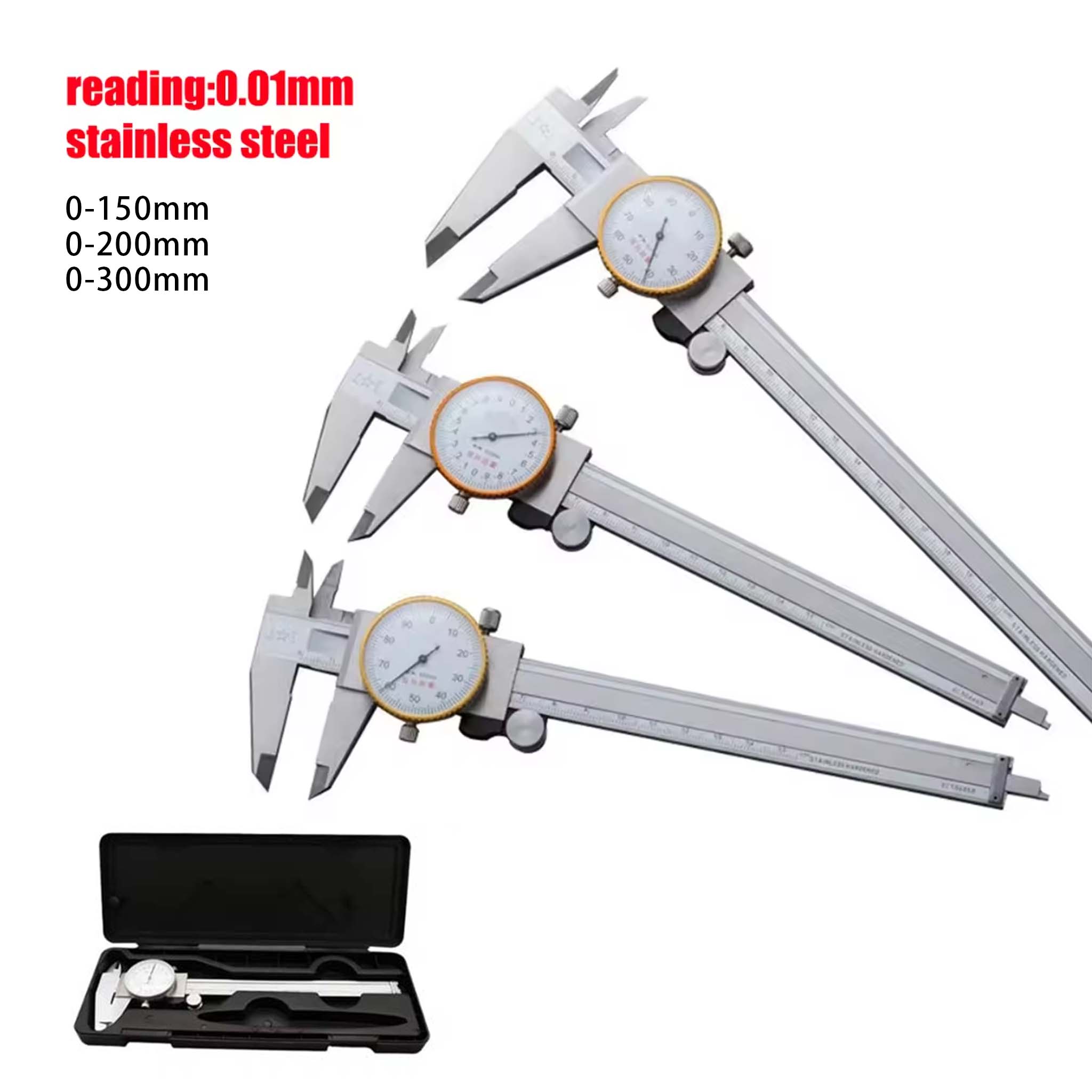 Digital Caliper 150Mm Stainless Steel - Messuhr 0,02mm Hochpräzise Industrie-Edelstahl-Vernier-Messuhr Stoßfeste Metrische