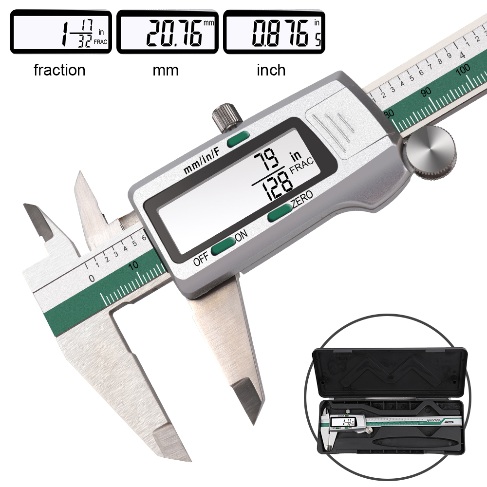 Digital Caliper 150Mm Stainless Steel - Hochpräzises elektronisches LCD-Digitalanzeige-Messschieber-Messgerät aus Edelstahl mit