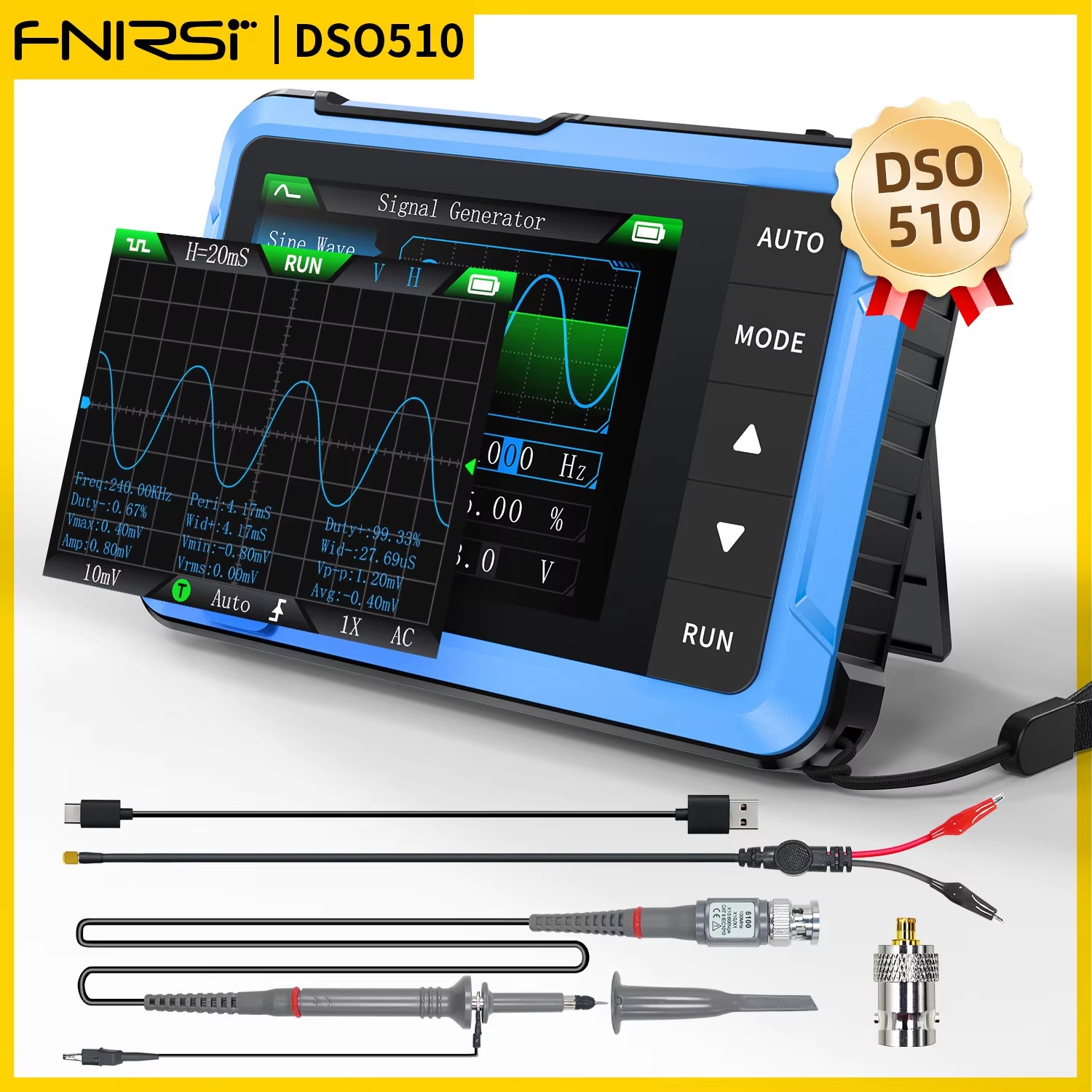 FNIRSI DSO510 10MHz Mini Handg – Fnirsi Digital Oscilloscope Handheld Bewertung und Preis