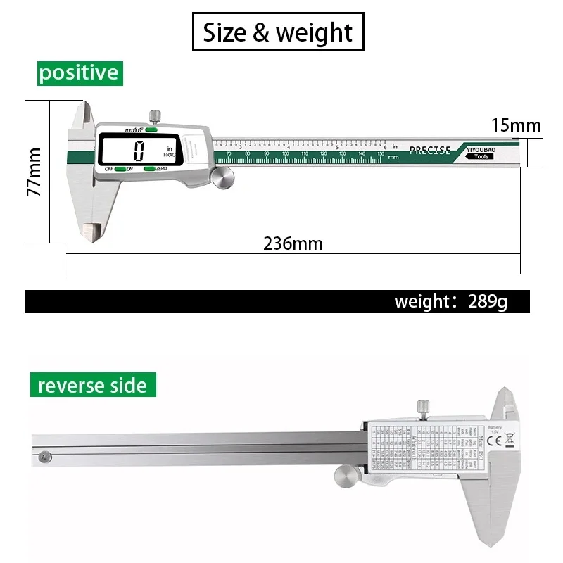 ET50 150 mm Edelstahl-Messschi – Digital Caliper 150Mm Stainless Steel Bewertung und Preis