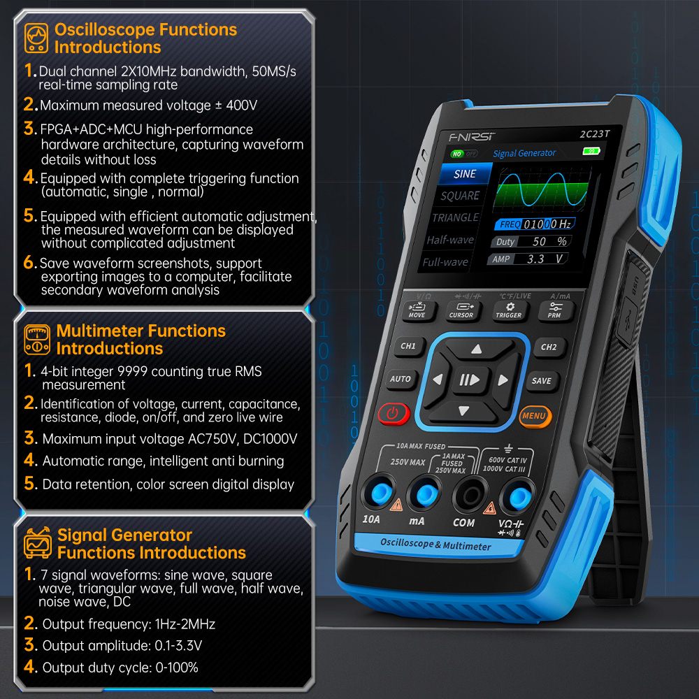 2C23T 3-in-1 Digitales Oszillo – Fnirsi Digital Oscilloscope Handheld Bewertung und Preis